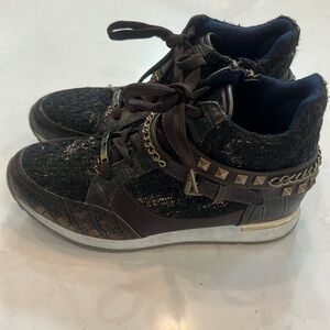 Michel domit rare copper black chain zip shoe streetwear retro women sz 8.5(39)